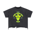 Unisex Vintage Wash Boxy Distressed Hem T-Shirt