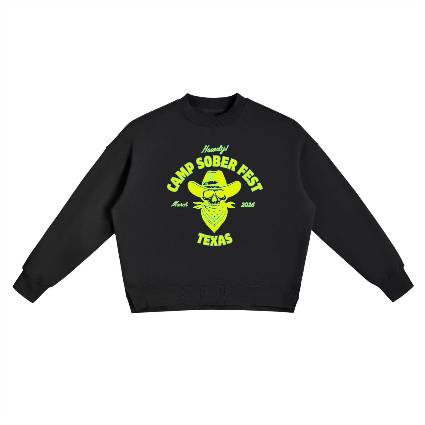 Neon Cowboy Fleece Side Slit Crewneck Sweatshirt