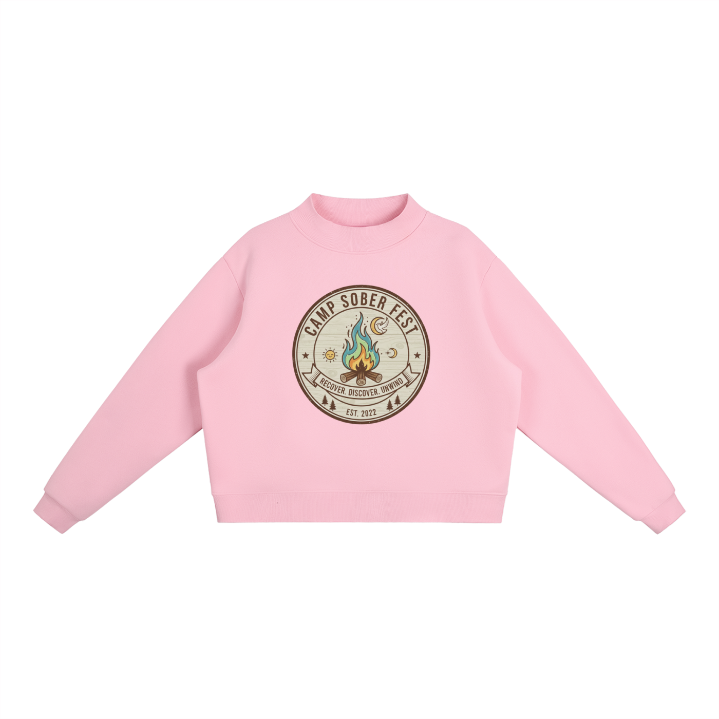 Women's Recover, Discover, Unwind Fleece Mock-Neck Crew Sweatshirt