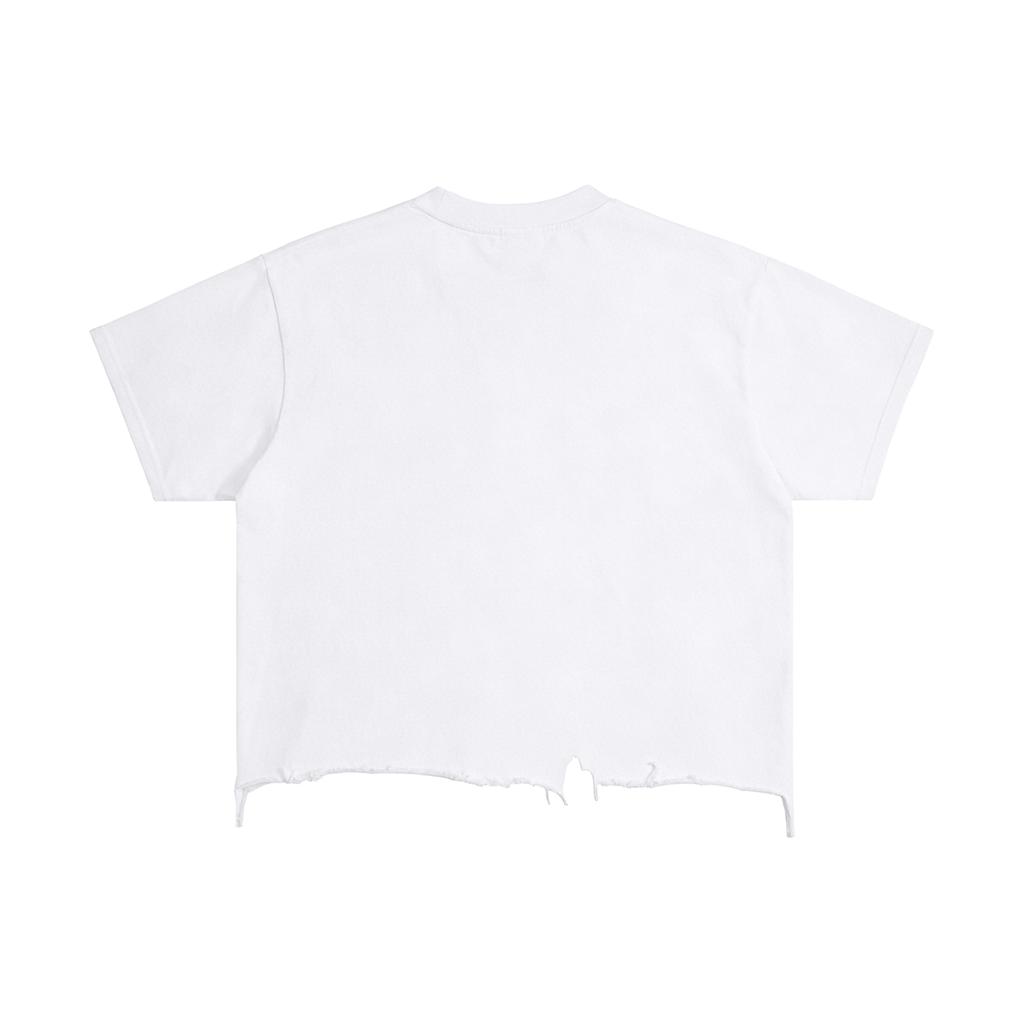 Unisex Vintage Wash Boxy Distressed Hem T-Shirt