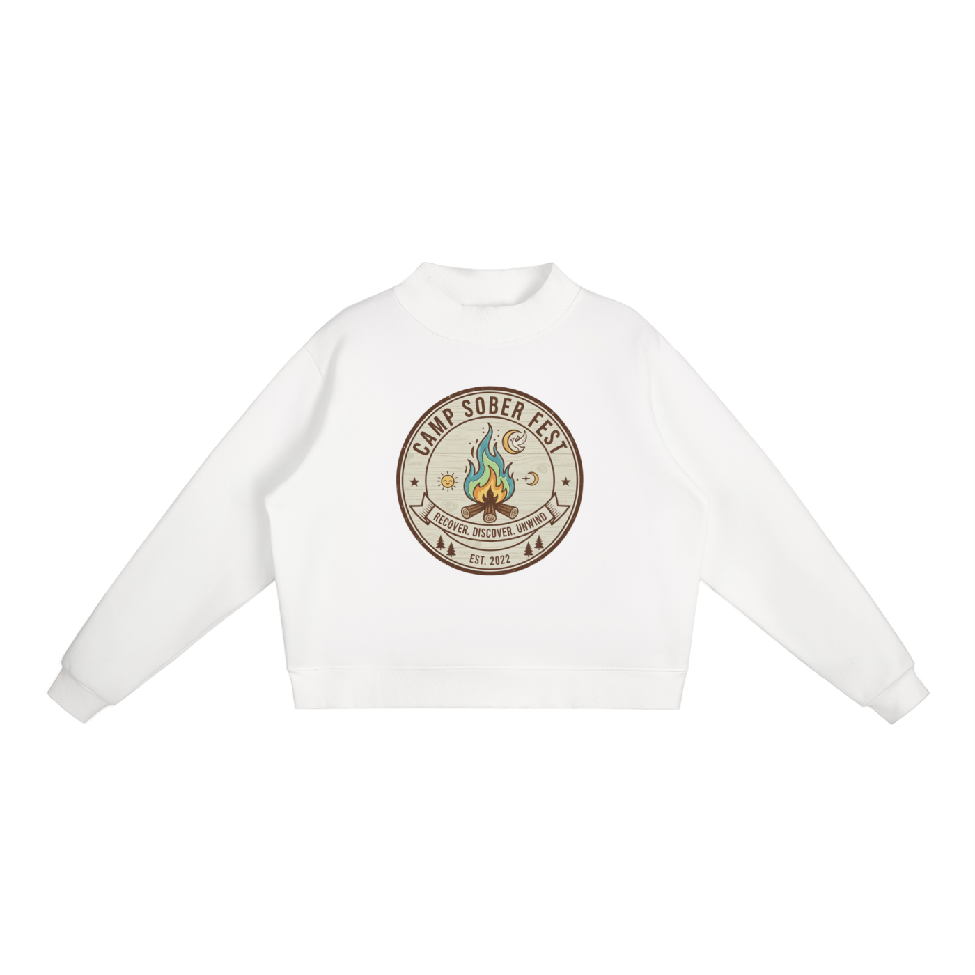 Women's Recover, Discover, Unwind Fleece Mock-Neck Crew Sweatshirt