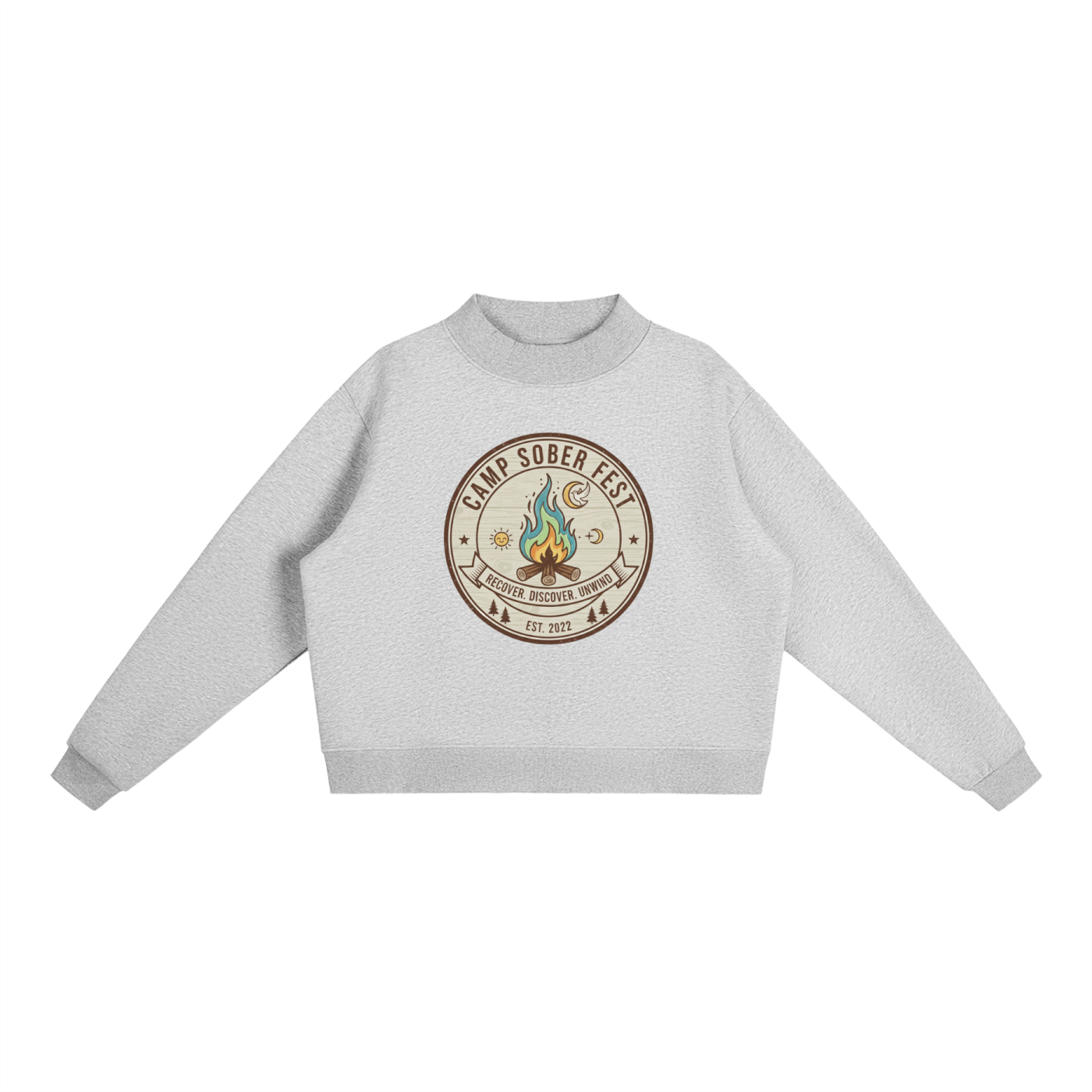 Women's Recover, Discover, Unwind Fleece Mock-Neck Crew Sweatshirt