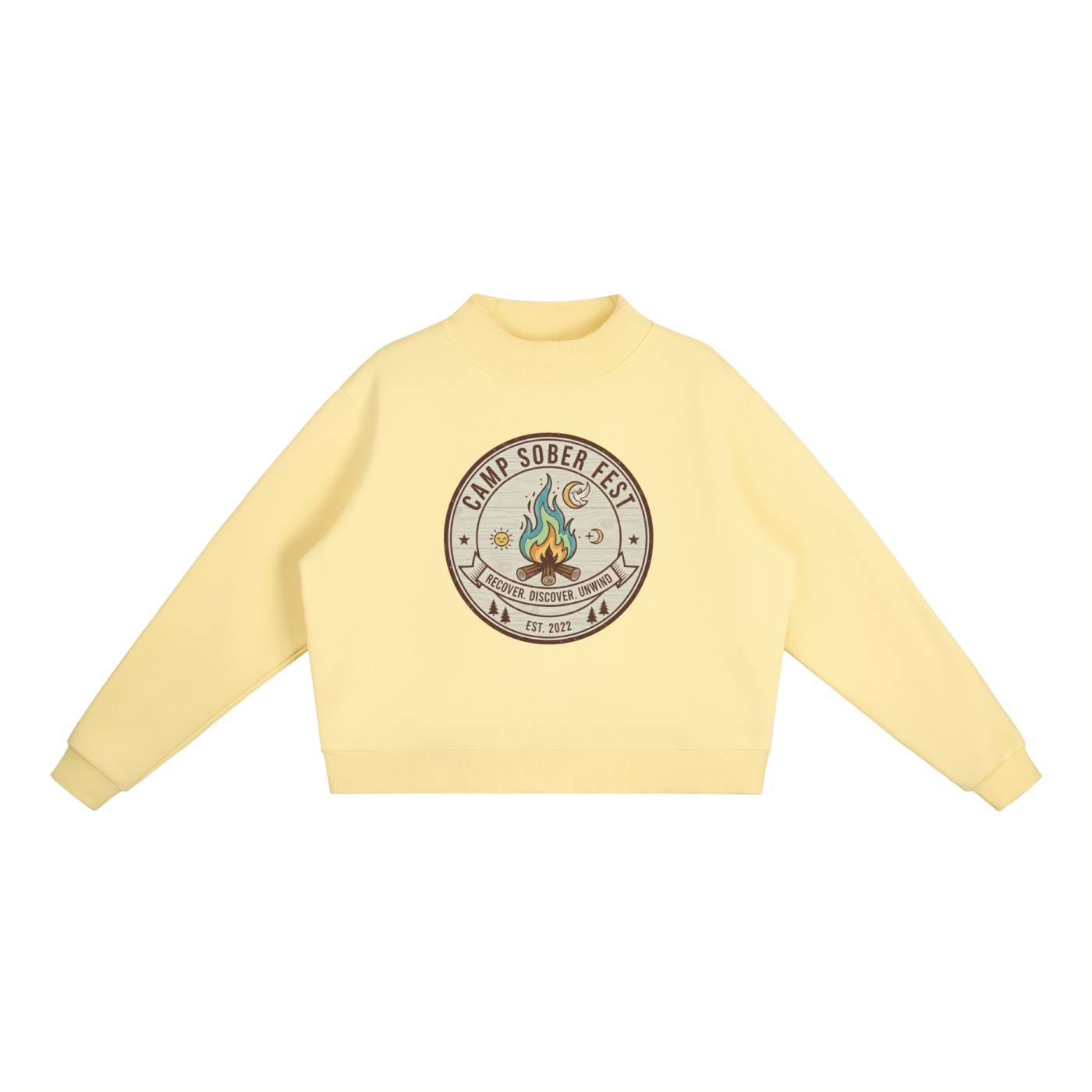 Women's Recover, Discover, Unwind Fleece Mock-Neck Crew Sweatshirt