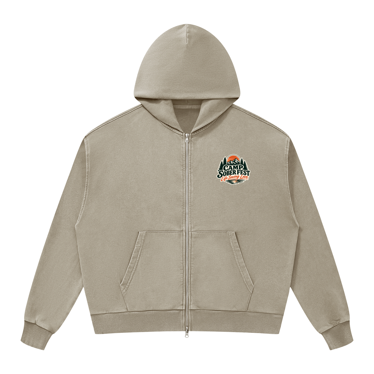 Unisex Life Saving Love Mineral Wash Boxy Full Zip Hoodie