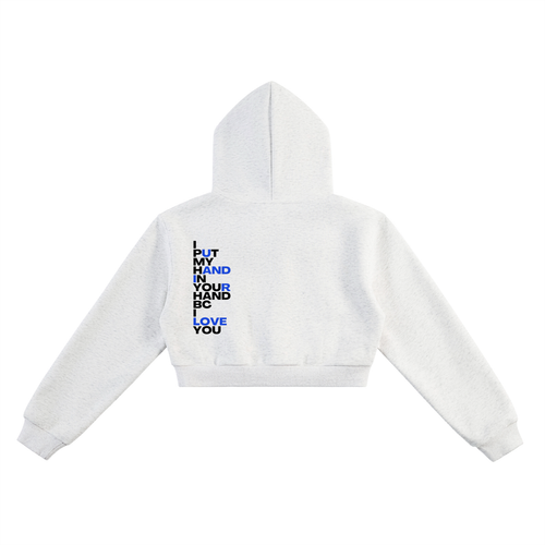 Flower Gray Essential Cropped Hoodie (Sweatsuit Top)