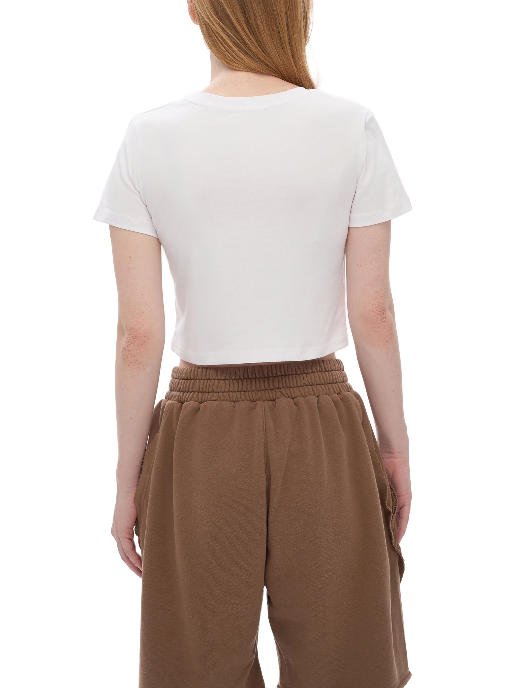 U AND I R LOVE Fitted Crop Cotton T-Shirt