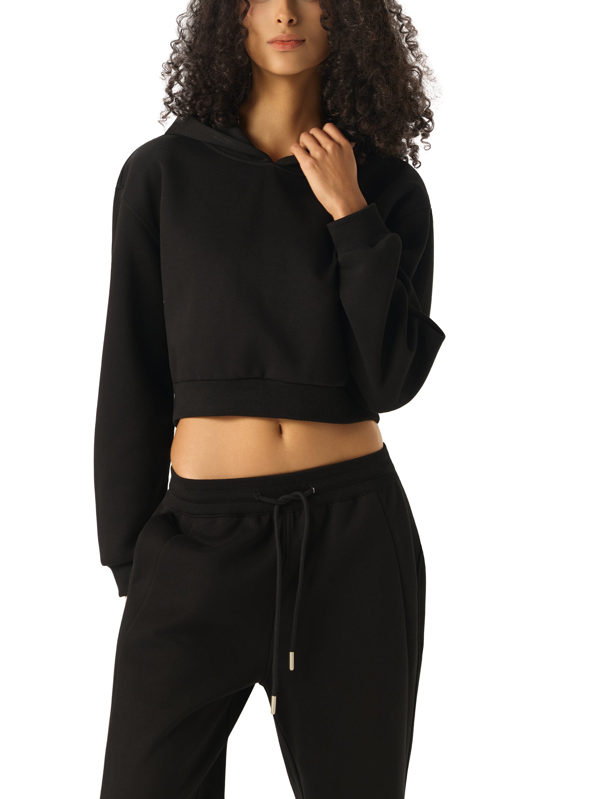 Flower Gray Essential Cropped Hoodie (Sweatsuit Top)