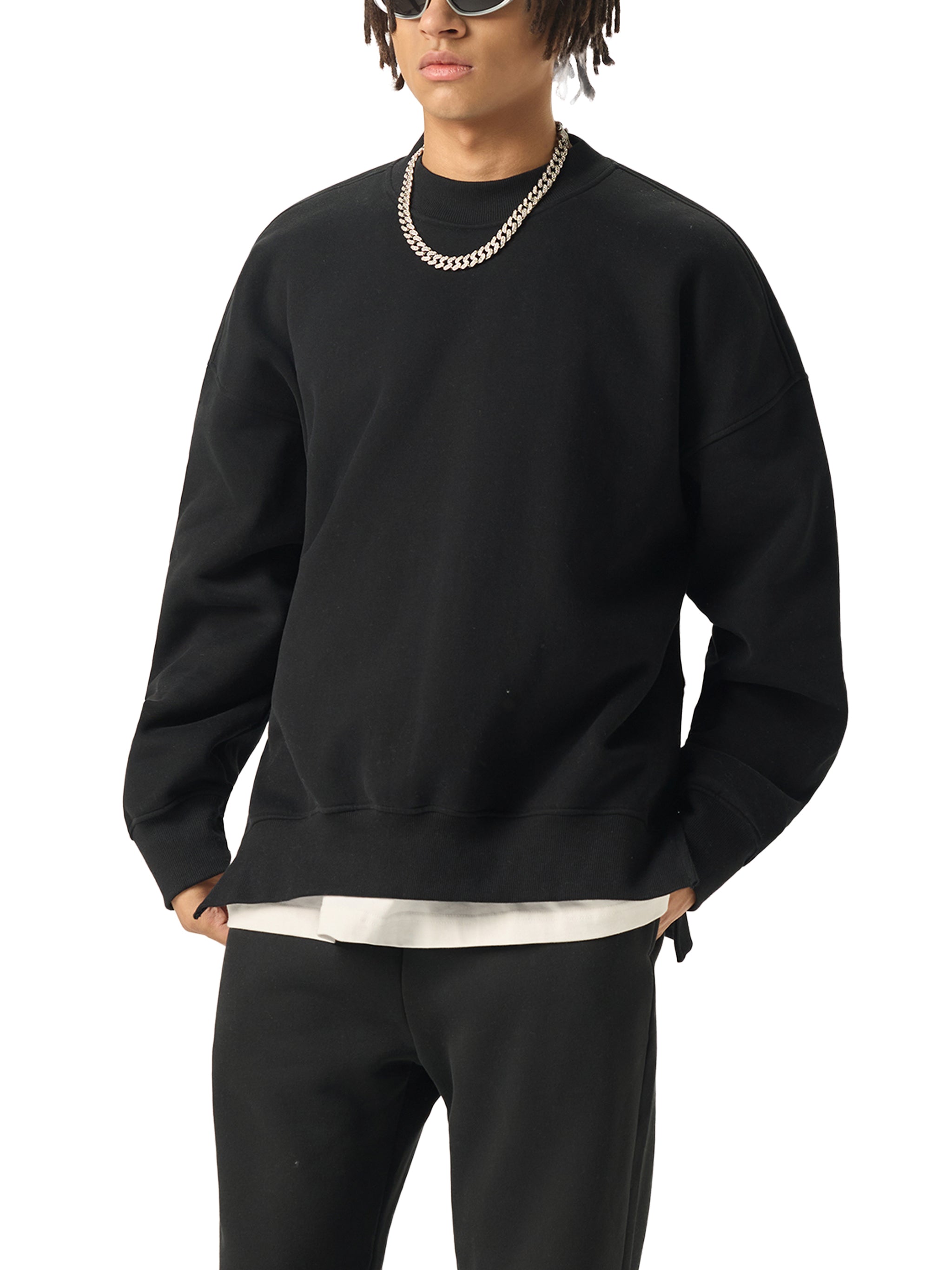 Neon Cowboy Fleece Side Slit Crewneck Sweatshirt