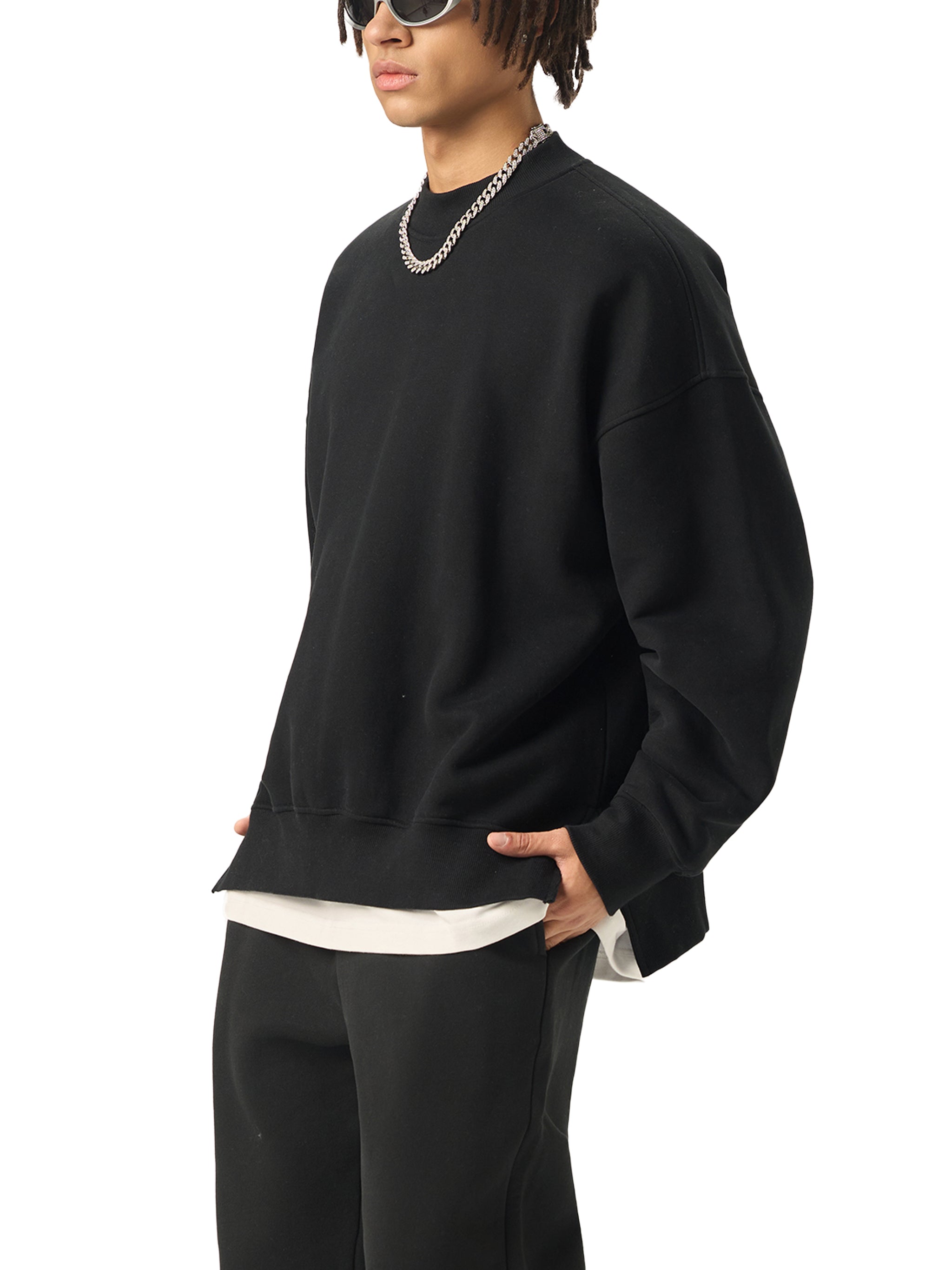 Neon Cowboy Fleece Side Slit Crewneck Sweatshirt
