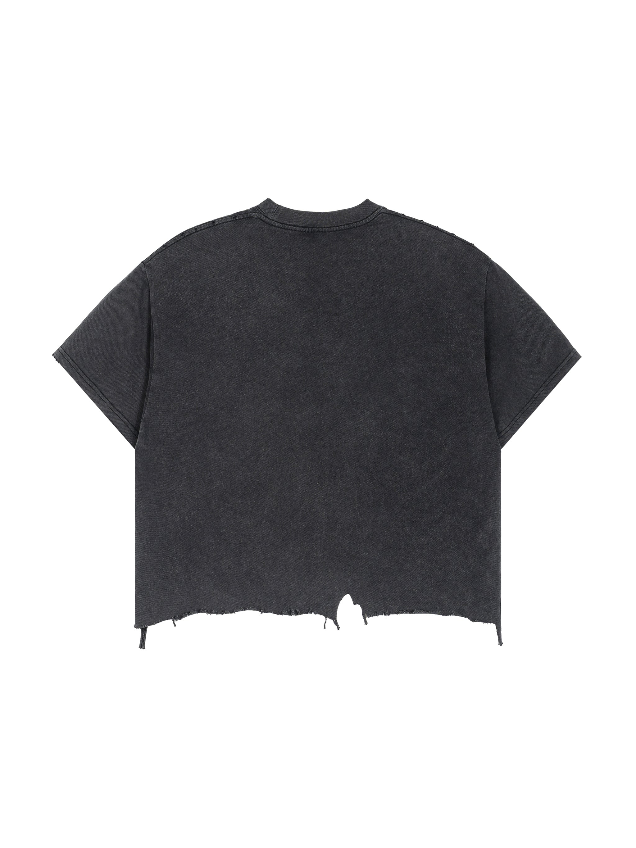 Unisex Vintage Wash Boxy Distressed Hem T-Shirt